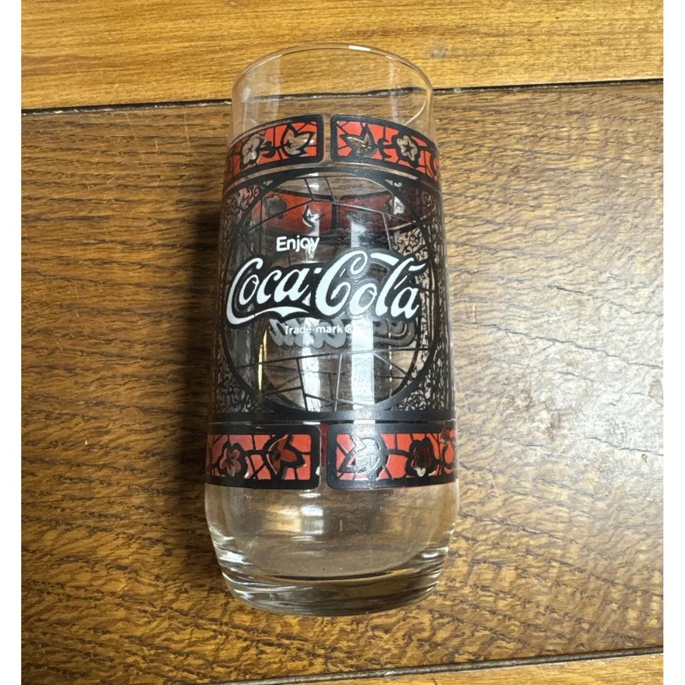 Enjoy Coca Cola‎ Stained Glass Tumbler Drinking Glass Red Black